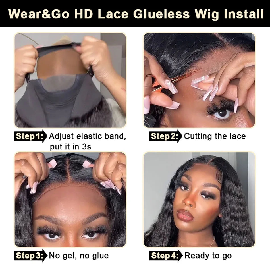 4x4 Lace Closure Wig Wear and Go Glueless Human Hair Wig 13x4 13x6 Frontal Wigs Deep Wave Glueless Wig Human Hair Ready to Wear