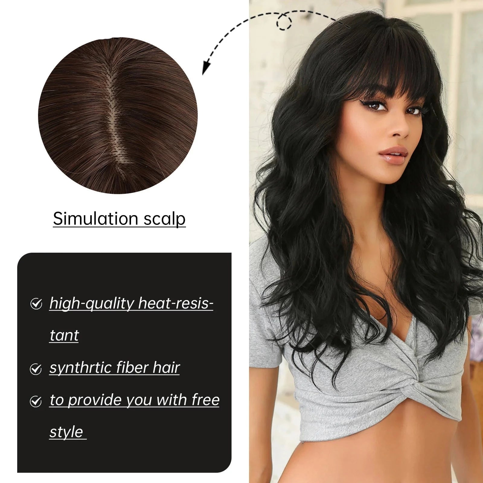 Black Long Wave Wigs