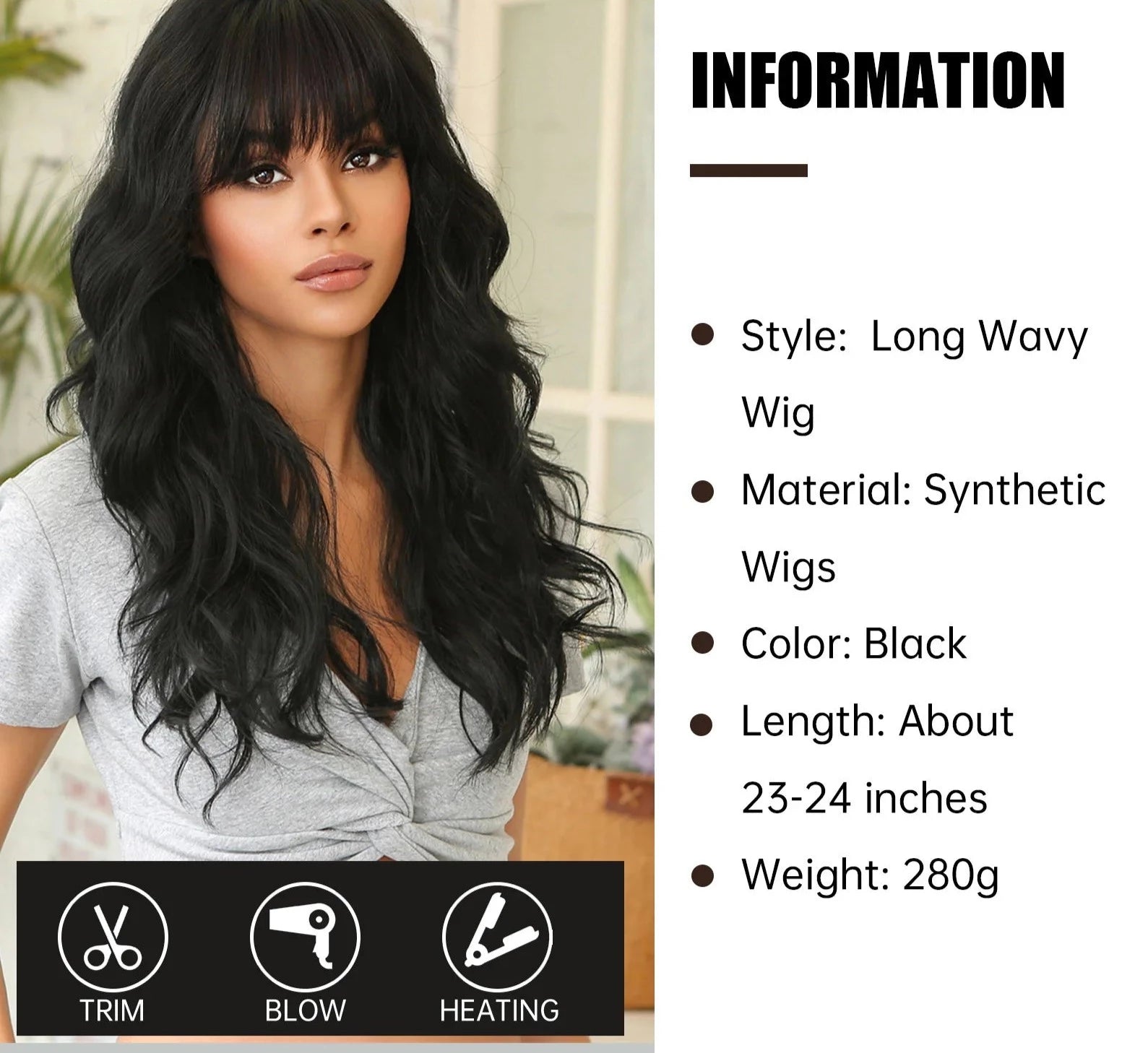 Black Long Wave Wigs