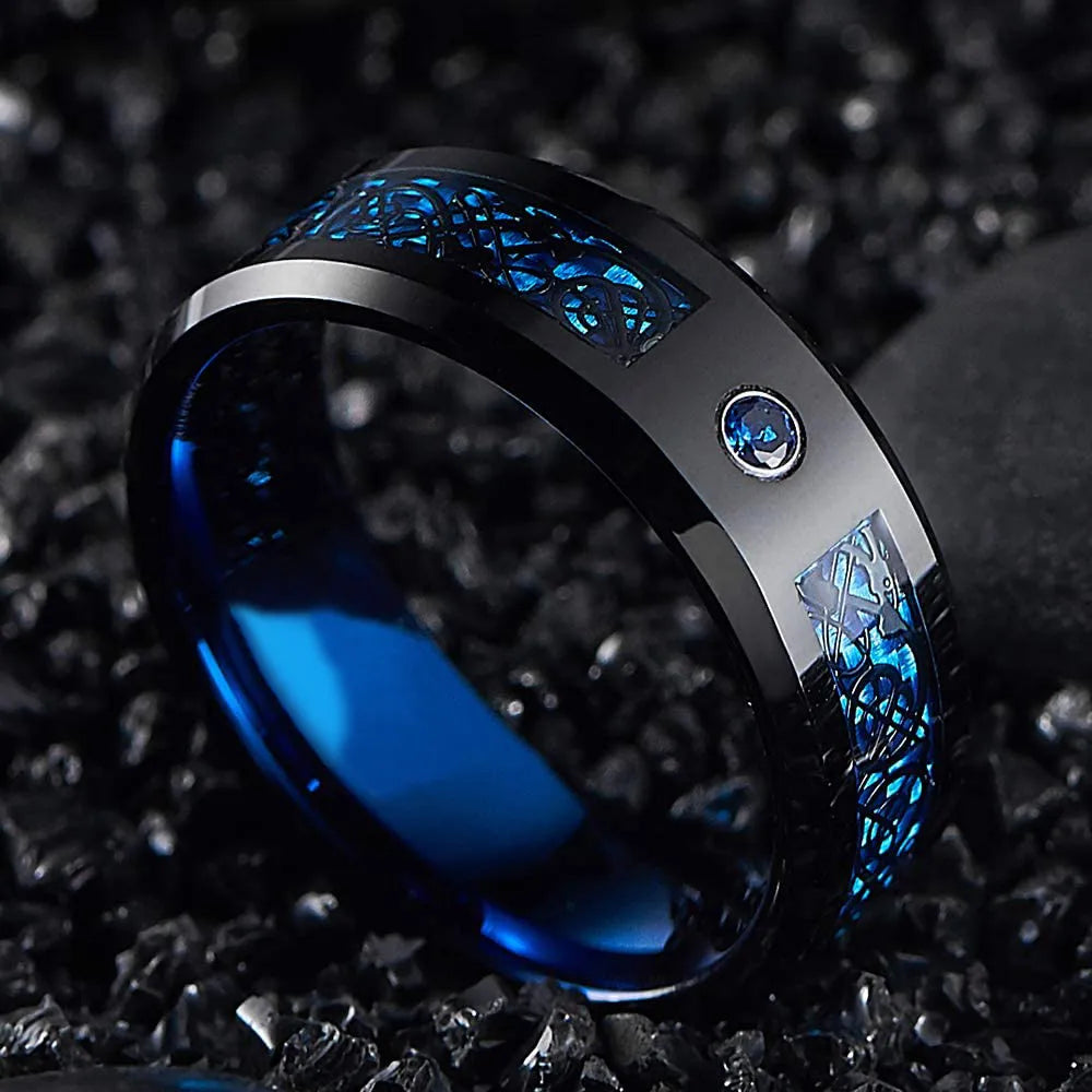 Zircon Inlay Carbon Fibre Ring