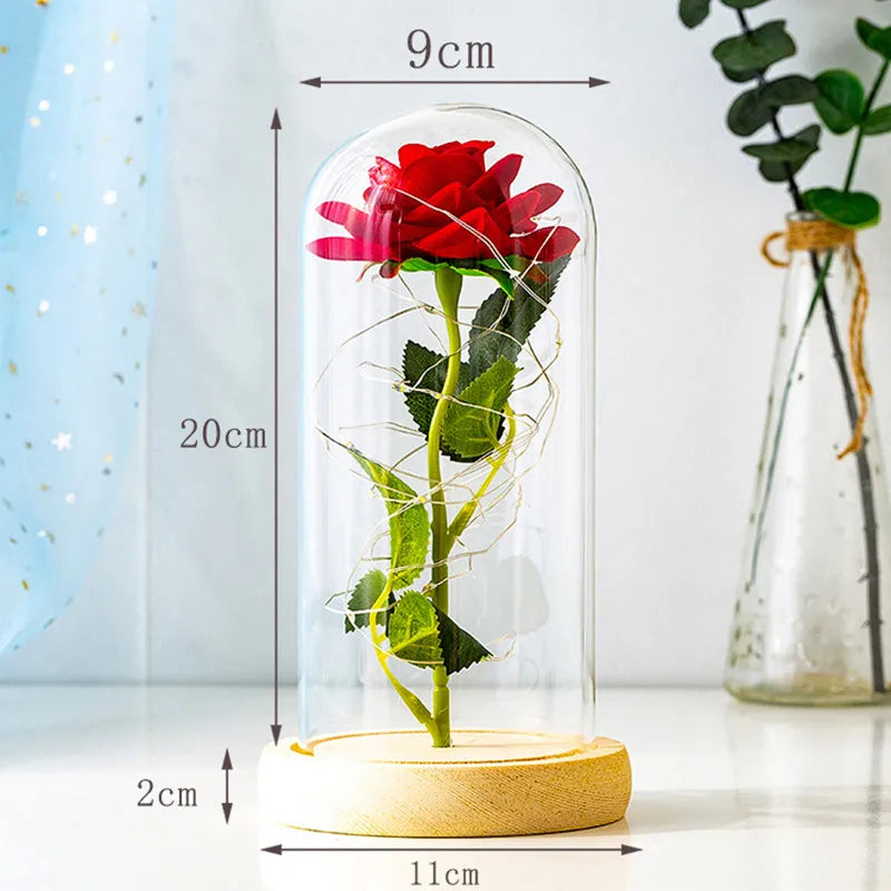 Artificial Rose LED Light In Glass Cover