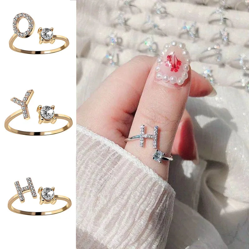 Letter Open Finger Rings