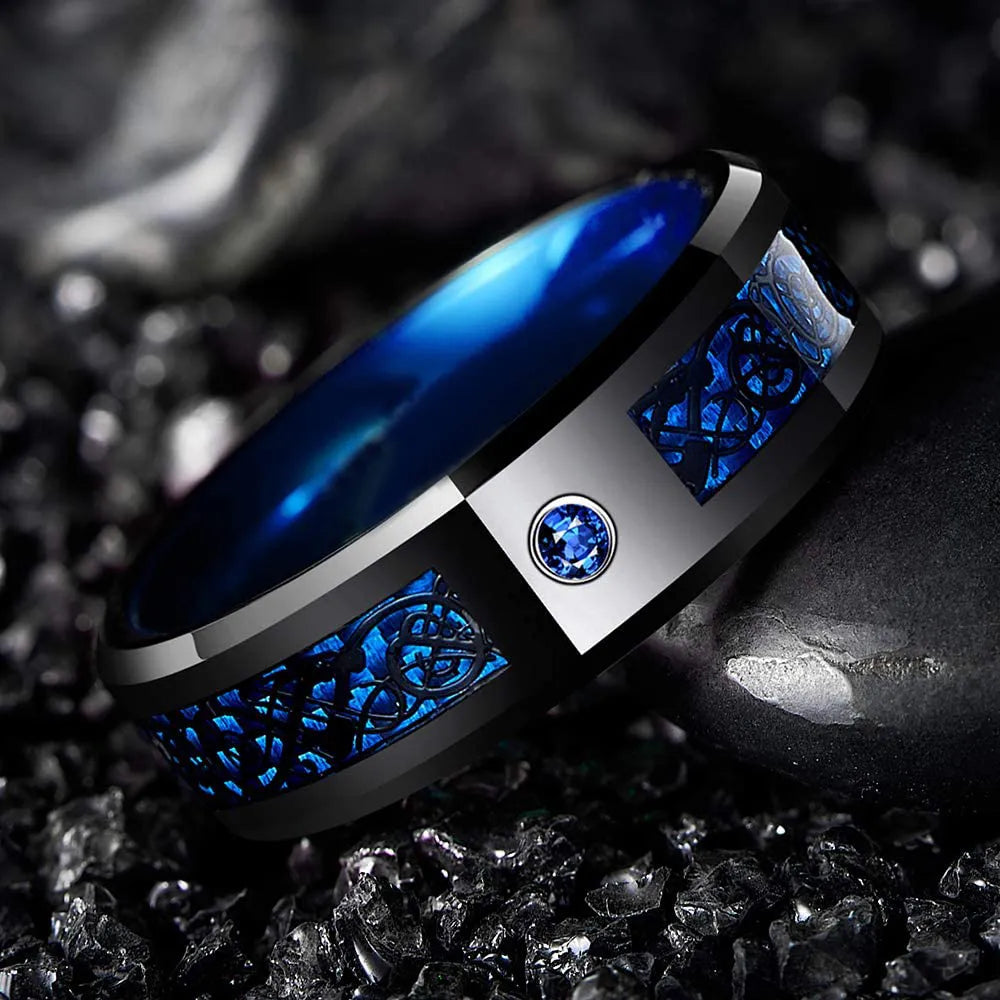 Zircon Inlay Carbon Fibre Ring