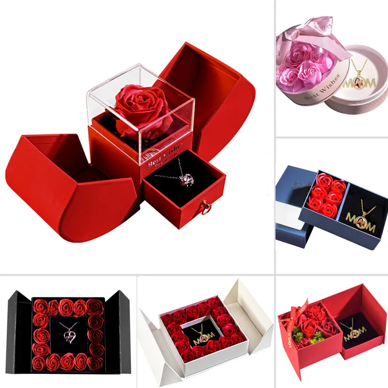 Rose Gift Box Soap Flower Artificial Rose Storage Box for Valentines Day Gifts