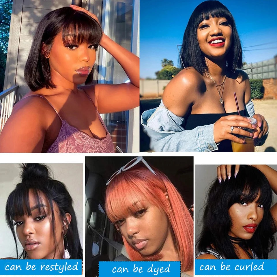 Brazilian Hair Wig with Bangs