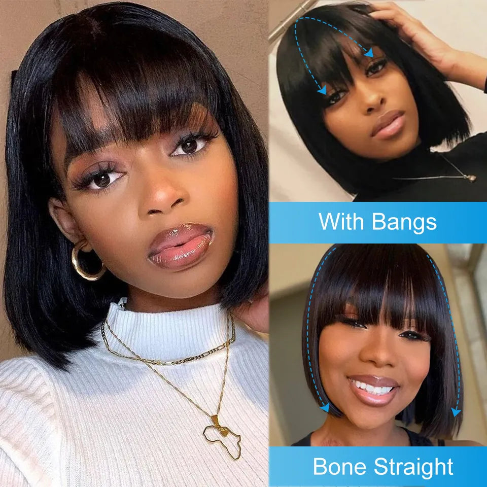 Brazilian Hair Wig with Bangs