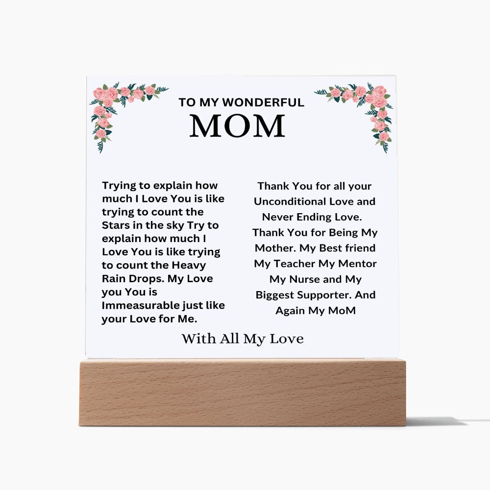 To MOM : Acrylic Square Plaque 04/27/2023.  GM