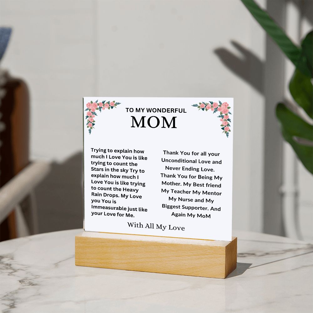 To MOM : Acrylic Square Plaque 04/27/2023.  GM