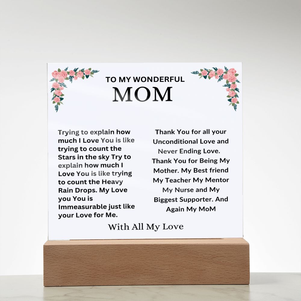 To MOM : Acrylic Square Plaque 04/27/2023.  GM