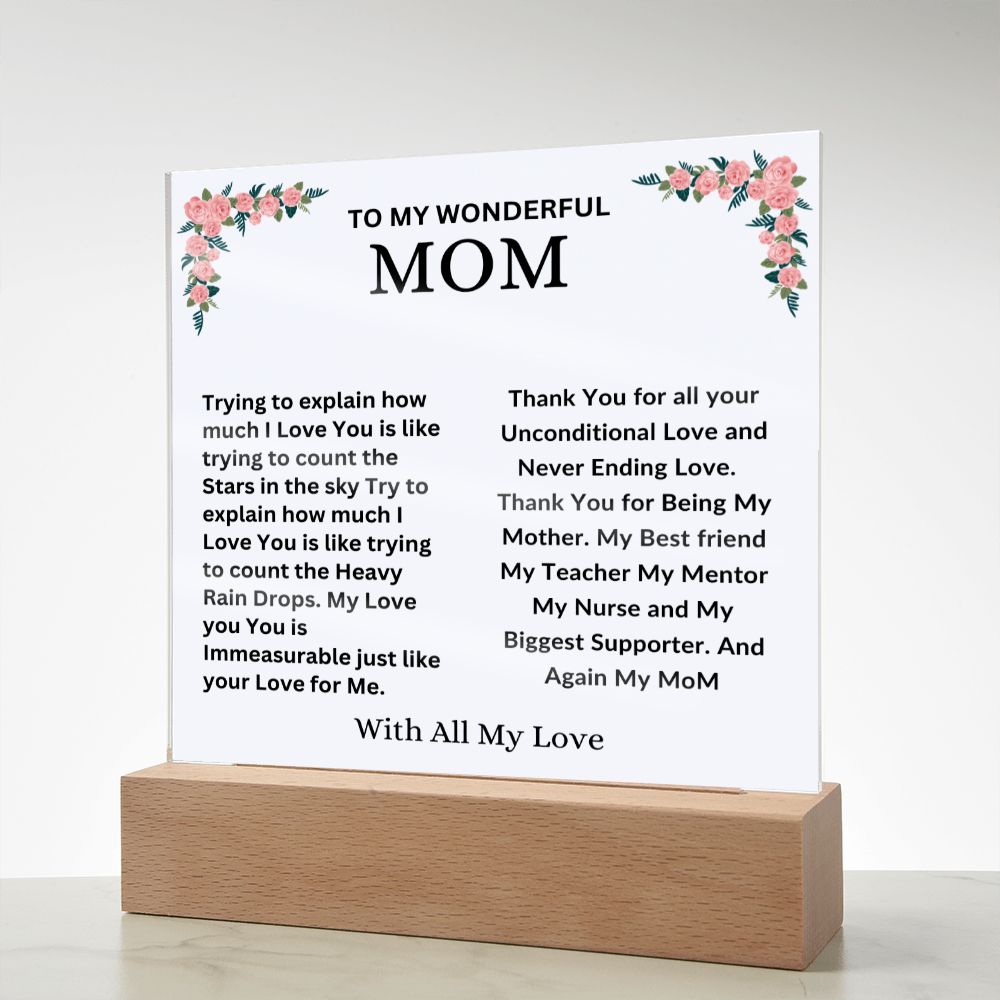 To MOM : Acrylic Square Plaque 04/27/2023.  GM