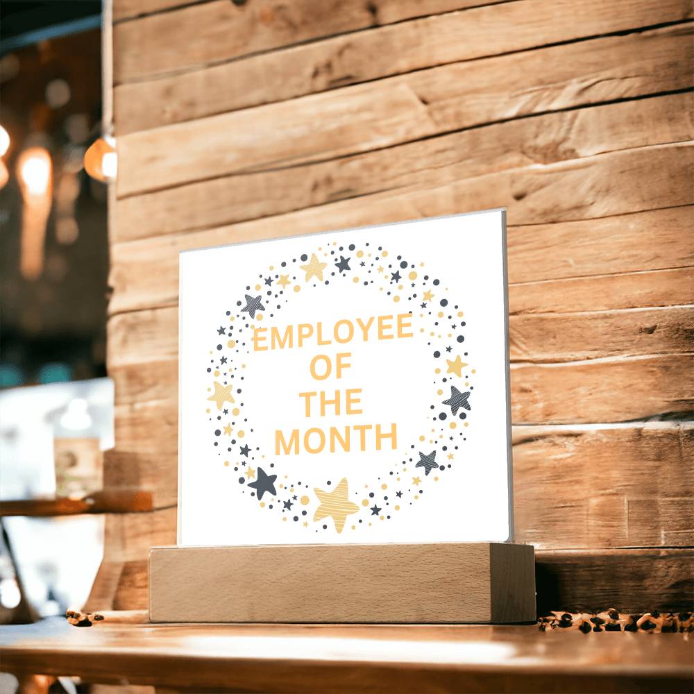 EMPLOYEE OF THE MONTH : Square Acrylic Plaque : 08/11/2023 -GM