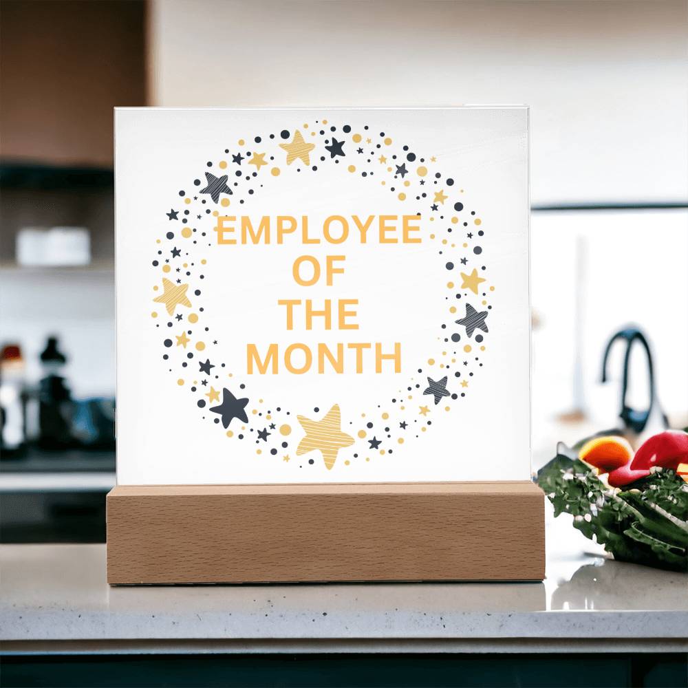 EMPLOYEE OF THE MONTH : Square Acrylic Plaque : 08/11/2023 -GM