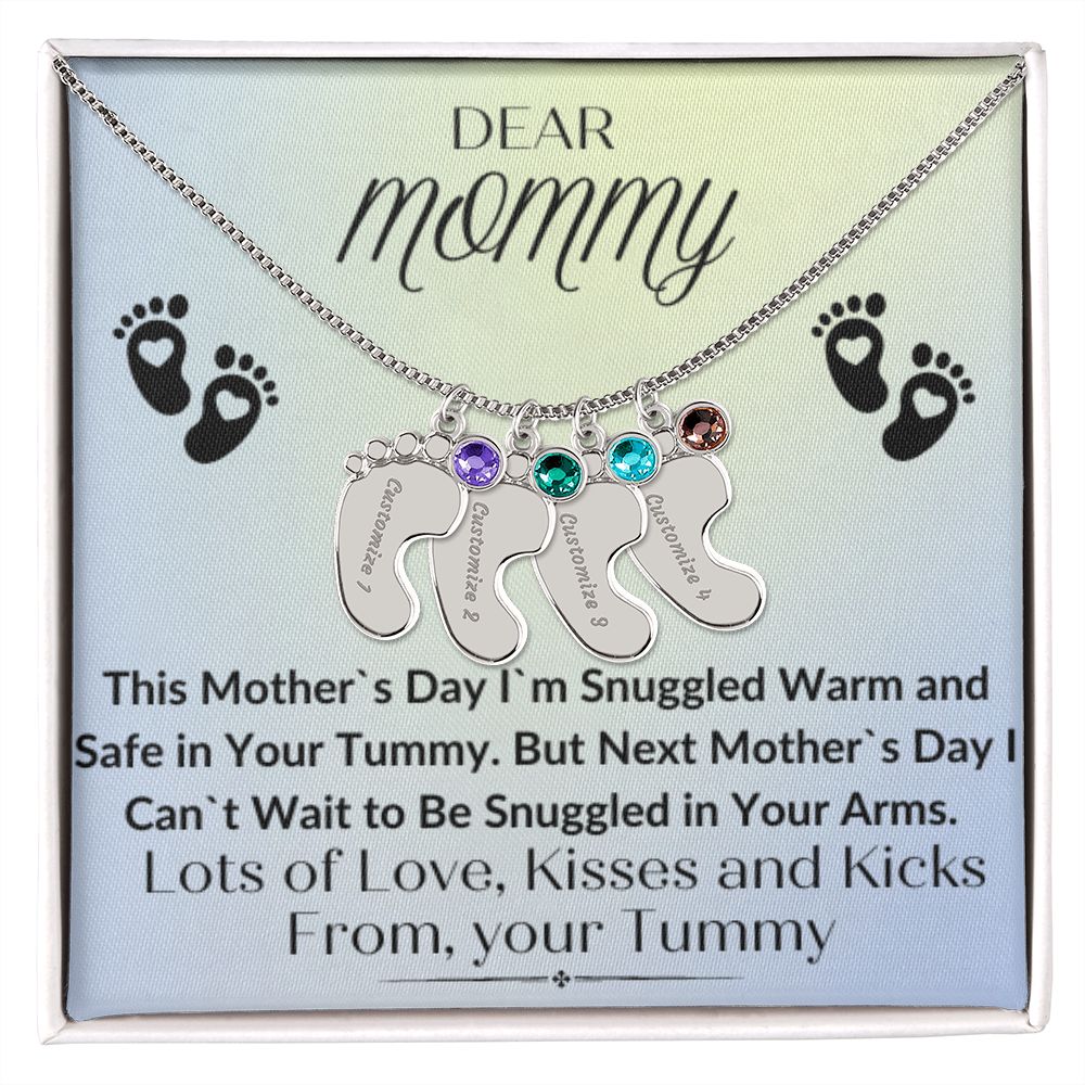 To Mommy:  Baby Feet Necklace with Birthstone 05/03/23 GM