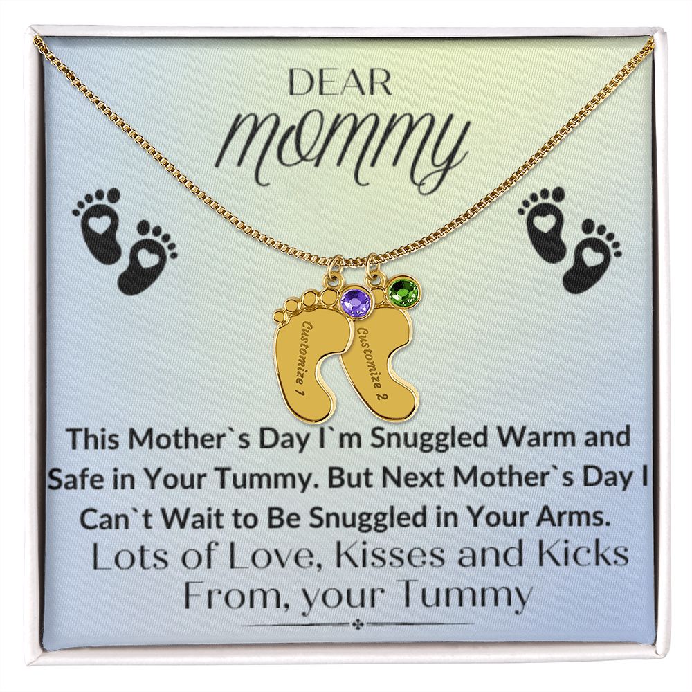 To Mommy:  Baby Feet Necklace with Birthstone 05/03/23 GM