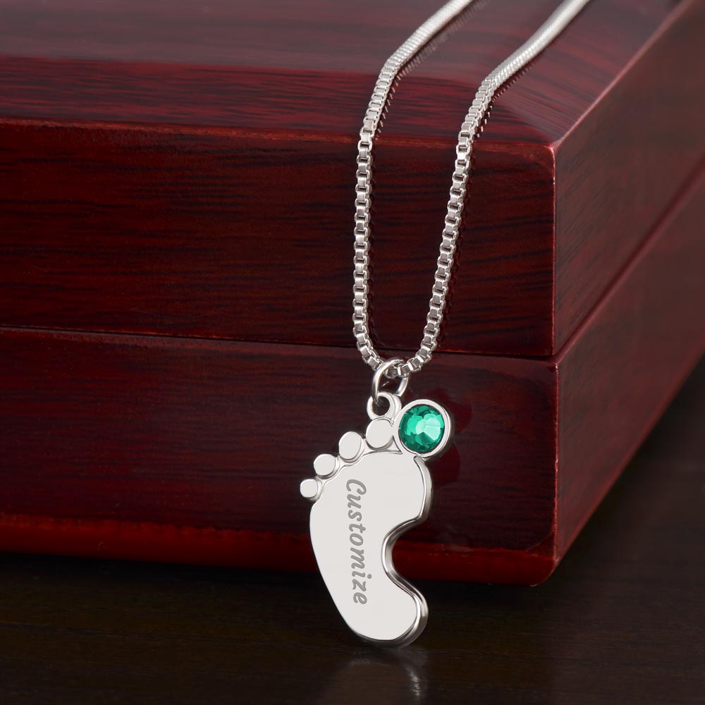 To Mommy:  Baby Feet Necklace with Birthstone 05/03/23 GM