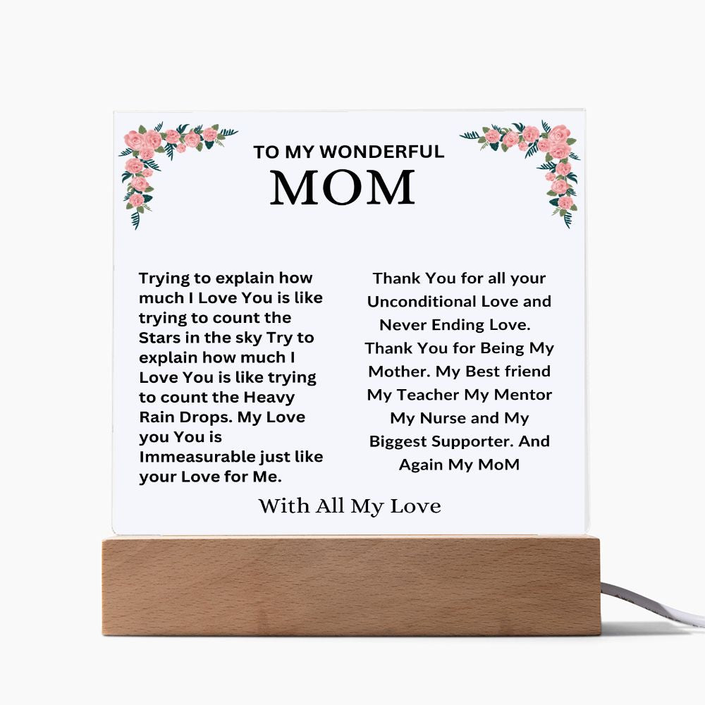 To MOM : Acrylic Square Plaque 04/27/2023.  GM