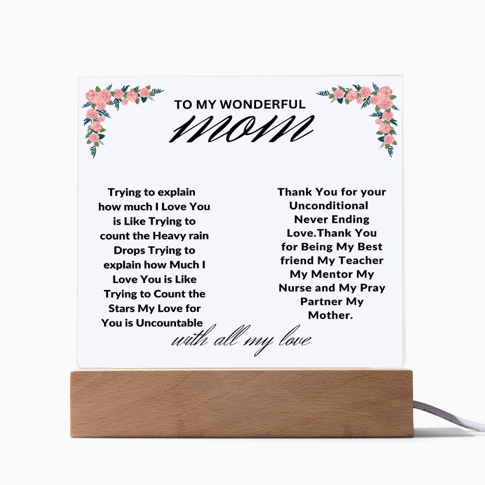 To Mom : Acrylic Plaque Square  05/01/2023. GM