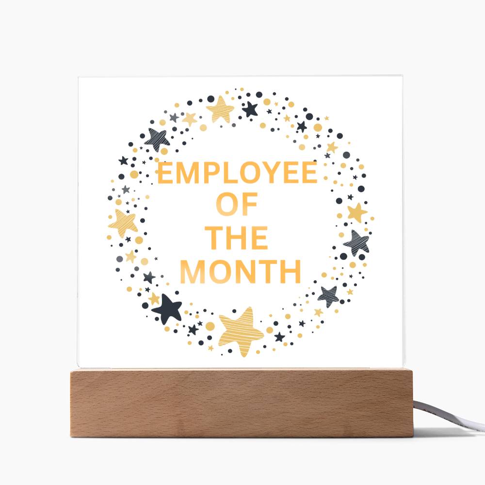 EMPLOYEE OF THE MONTH : Square Acrylic Plaque : 08/11/2023 -GM