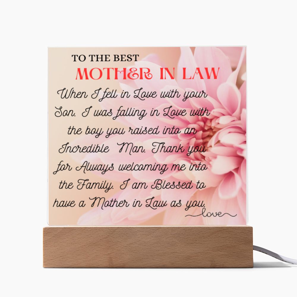 To Mother in Law : Acrylic Square Plaque 05/01/2023. GM