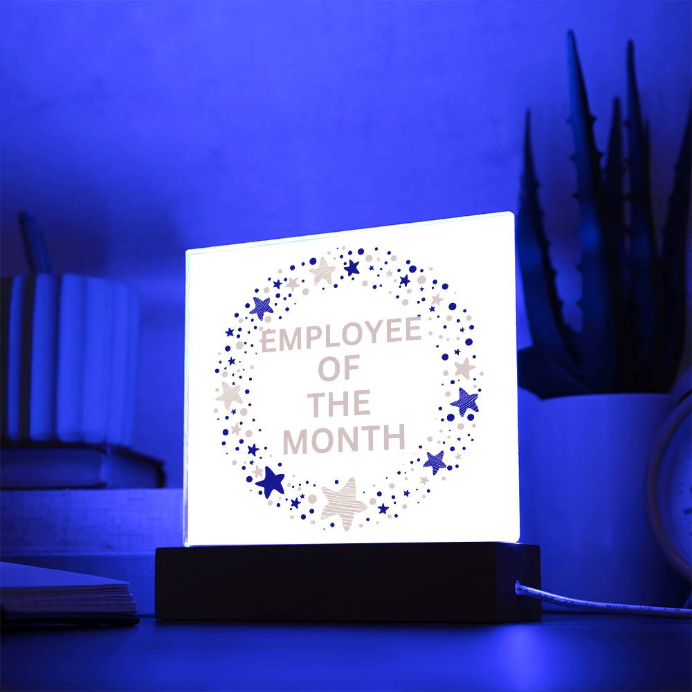 EMPLOYEE OF THE MONTH : Square Acrylic Plaque : 08/11/2023 -GM