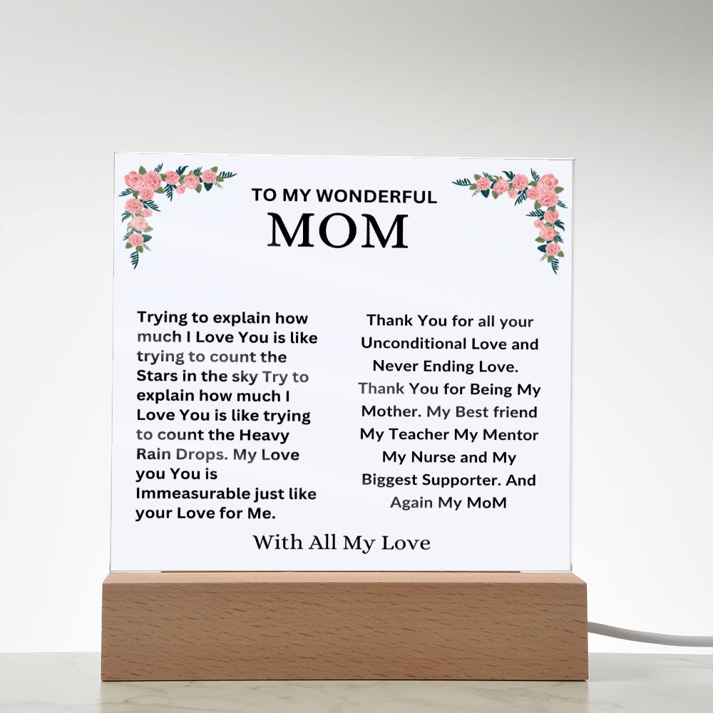 To MOM : Acrylic Square Plaque 04/27/2023.  GM